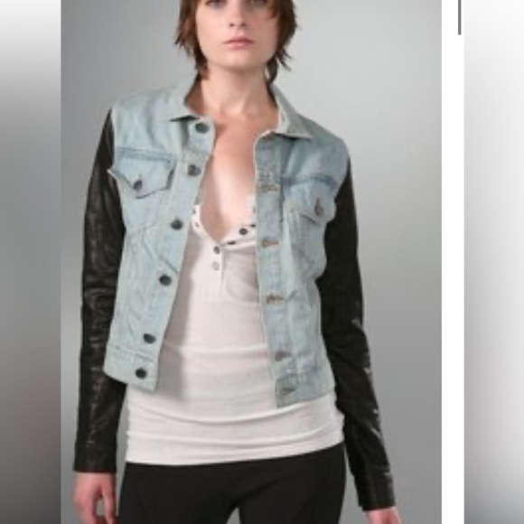 Alexander Wang Jean jacket with genuine leather sleeves - Picture 1 of 5